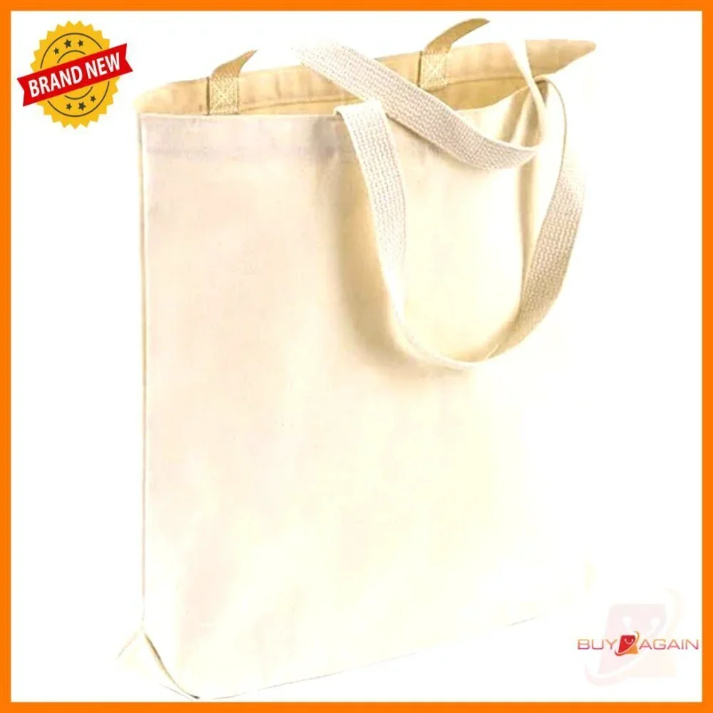 Heavy Duty Canvas Tote Bags 12-Pack 15x15x3 Reusable DIY Grocery Shopping